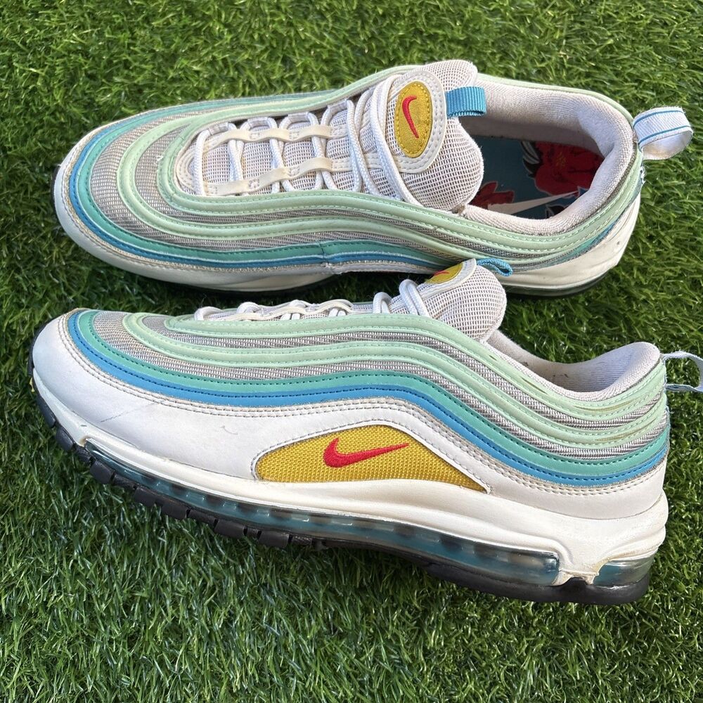 Nike Air Max 97 Floral White/Laser Blue/Siren Red DQ7644-100 Mens Size 11